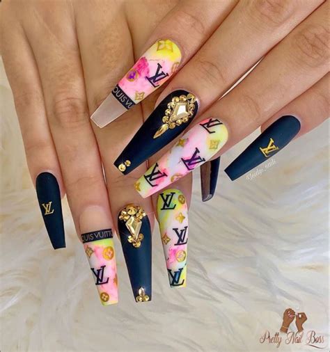 Trendy Louis Vuitton Acrylic Nails for Fashionable Nail Art